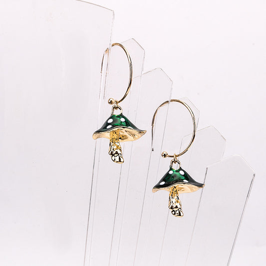 Cross-Border New Multicolor Oil Dripping Mushroom Earrings