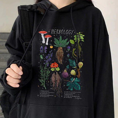 Mushroom Hooded Pocket Sweatshirt Women