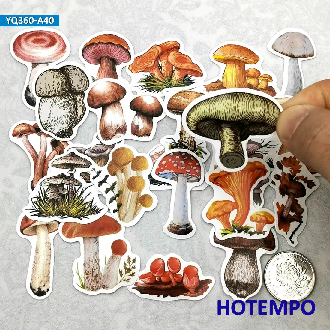 40PCS Cute Freehand Style Mushroom Fungus Stickers