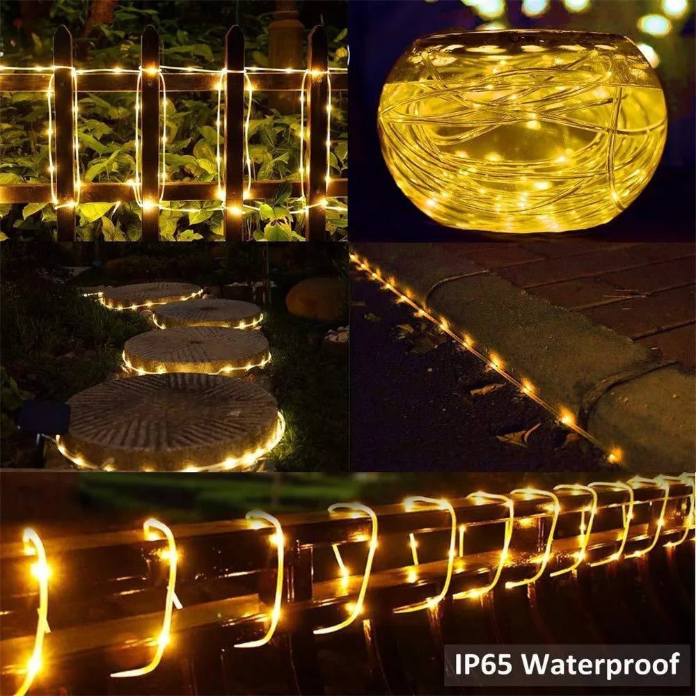 10/20/30M LED Waterproof Rope Lights 8 Modes Low Voltage