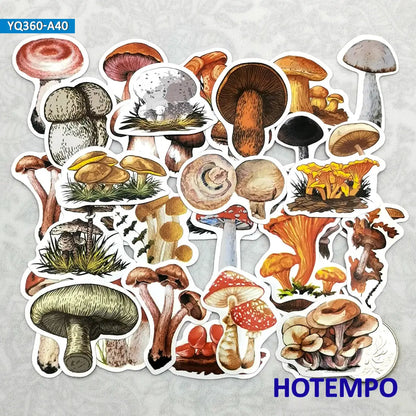 40PCS Cute Freehand Style Mushroom Fungus Stickers