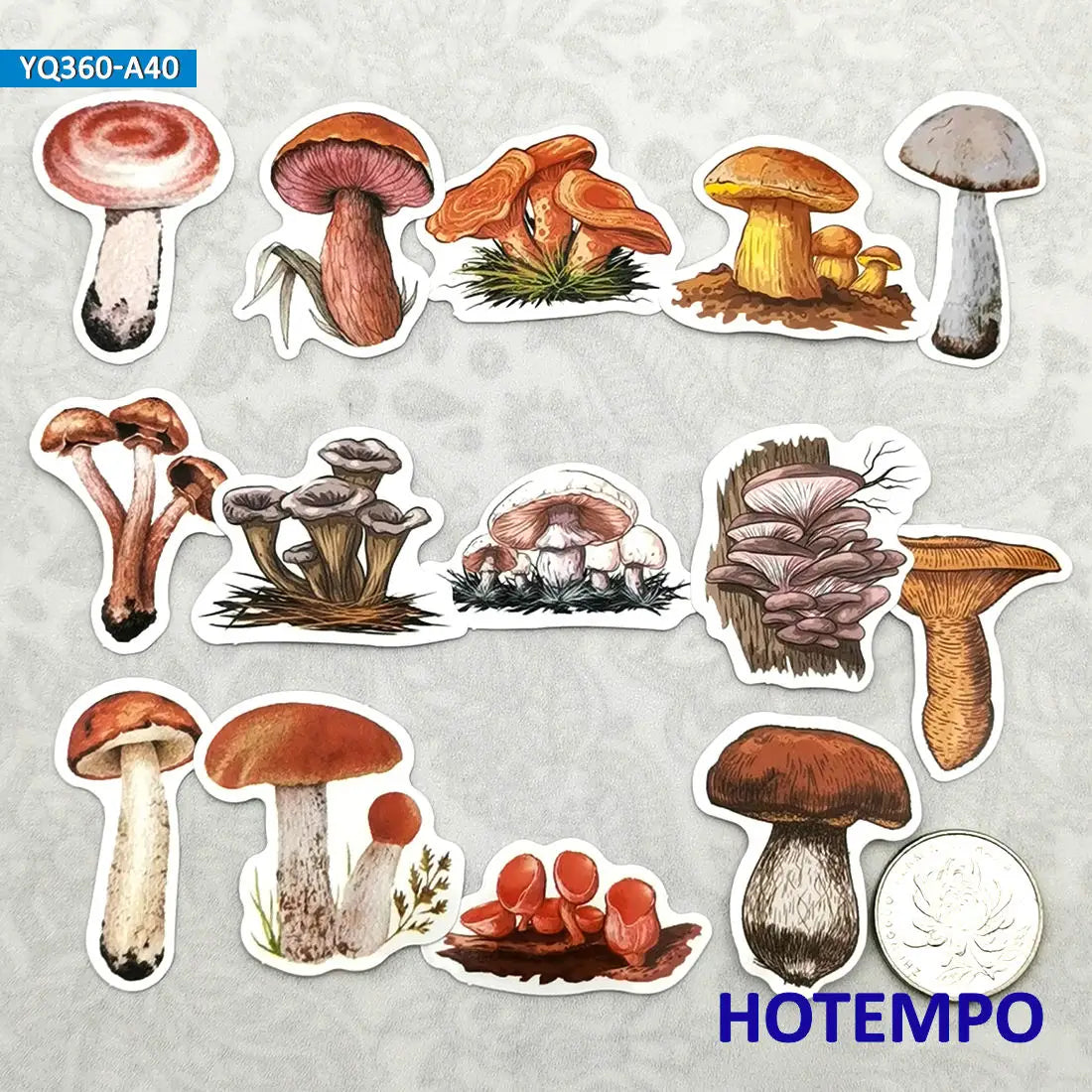 40PCS Cute Freehand Style Mushroom Fungus Stickers