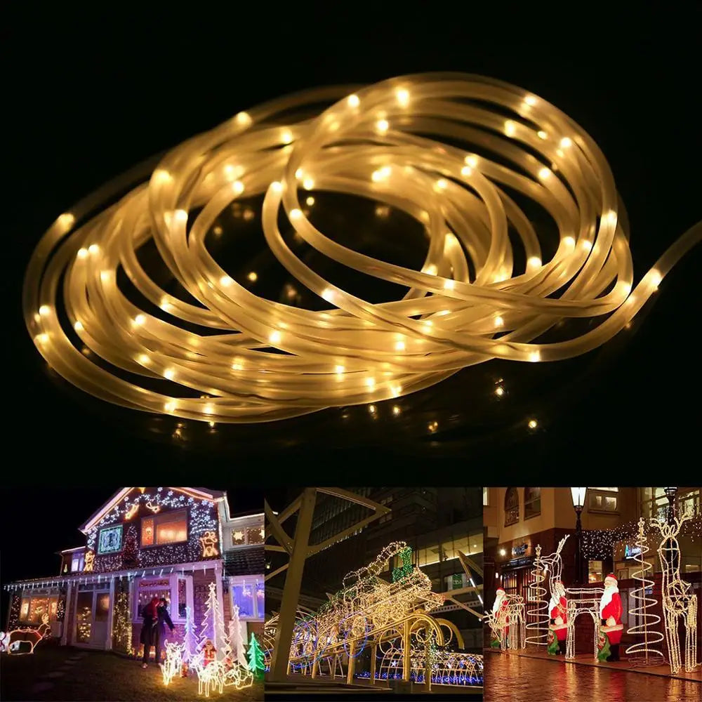 10/20/30M LED Waterproof Rope Lights 8 Modes Low Voltage