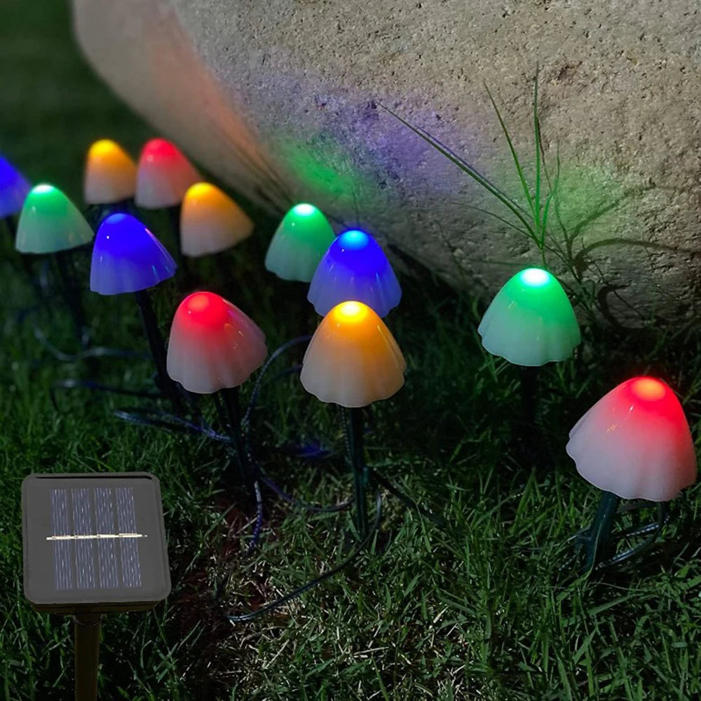 30 LED Solar String Lights Mushroom Garland Set