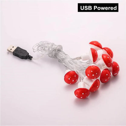 Garland String Lights USB Battery Powered Waterproof Mushroom Fairy Lights