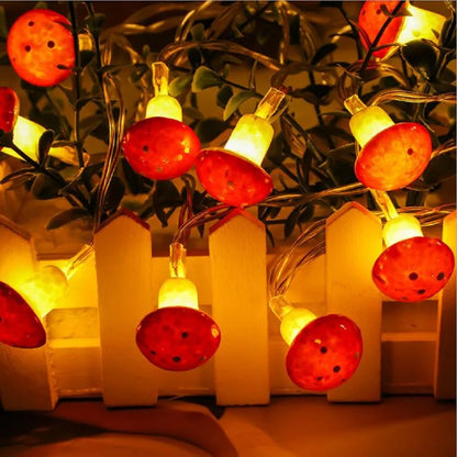 Garland String Lights USB Battery Powered Waterproof Mushroom Fairy Lights