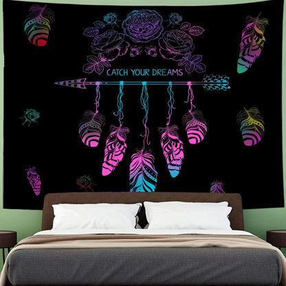 Moon Dreamcatcher Feather Tapestry