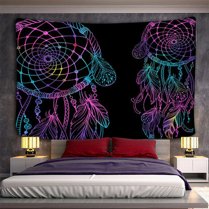 Moon Dreamcatcher Feather Tapestry