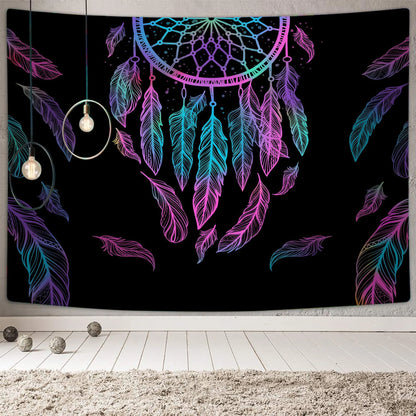 Moon Dreamcatcher Feather Tapestry